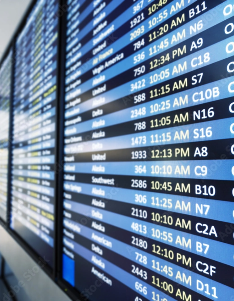 image of airline schedule board